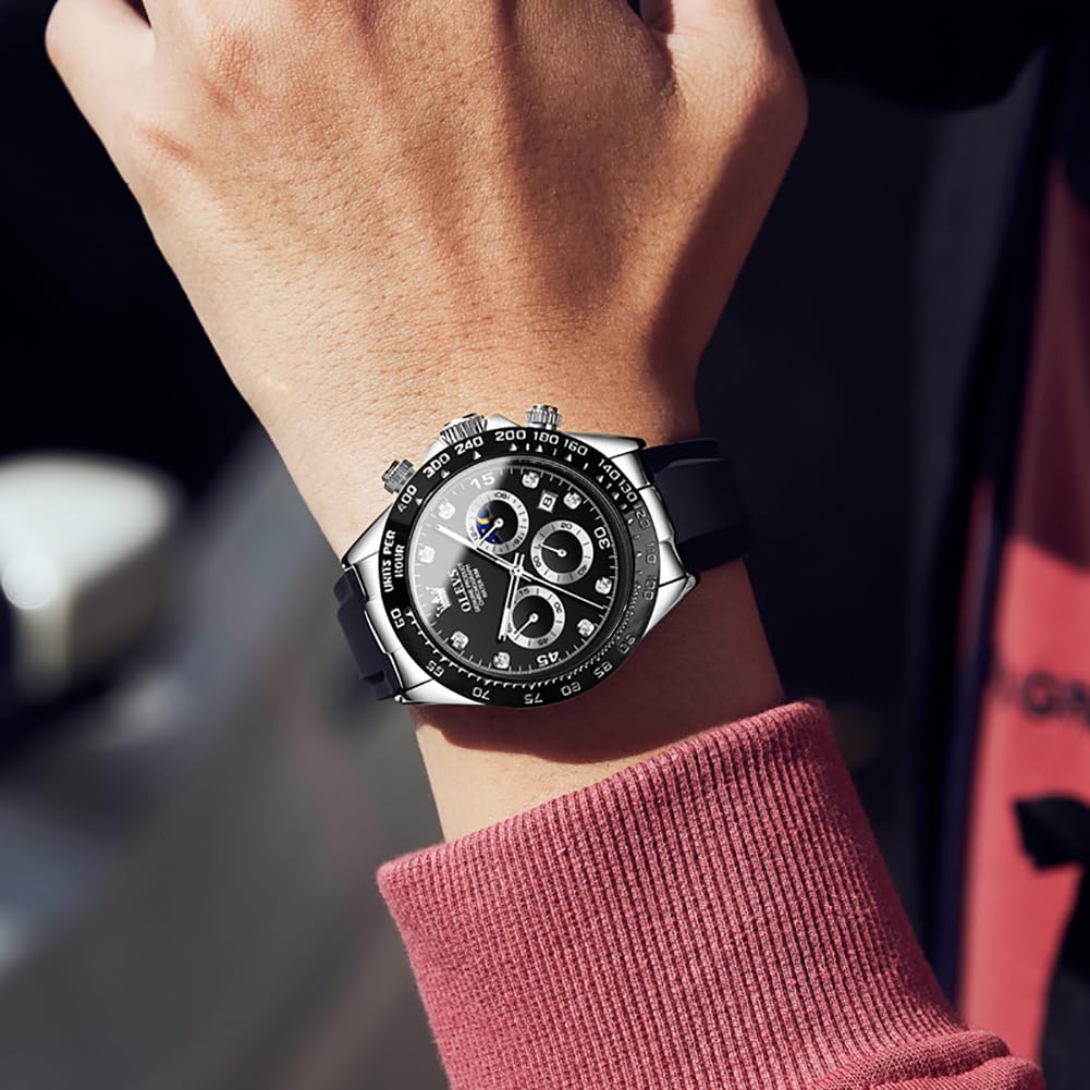 OLEVS Módní hodinky na paži Sportovní hodinky Populární módní značka Hodinky Ciferník Černý Japonský Quartz Silikonový pásek Stopky Datum Vodotěsné hodinky