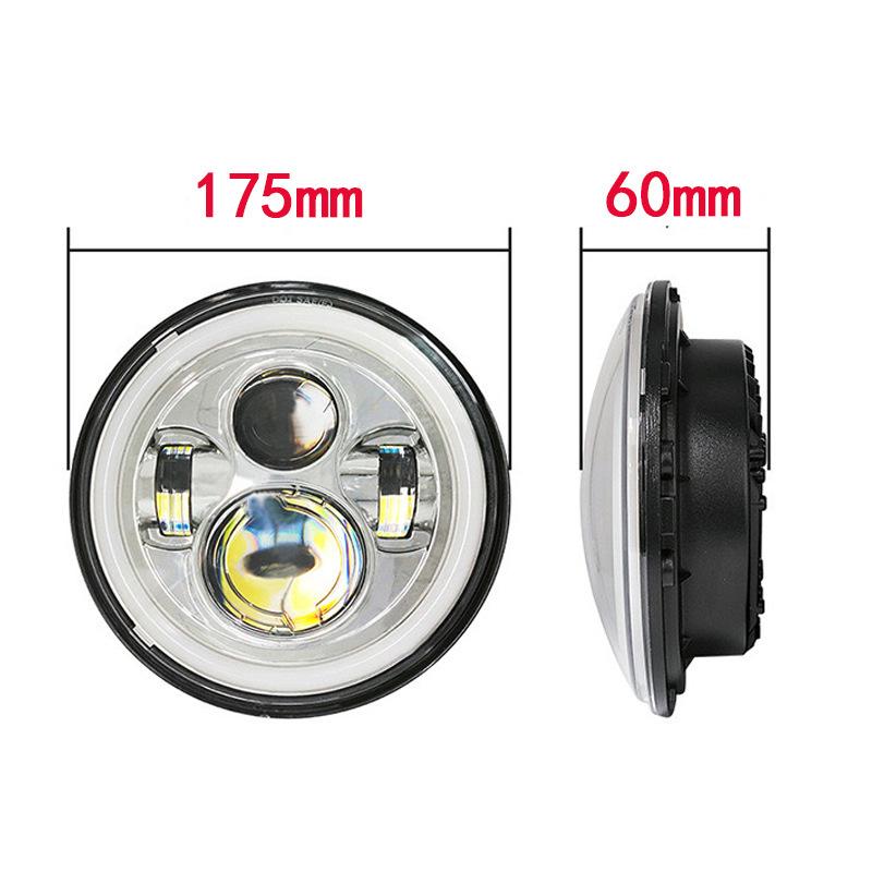 Wrangler Headlights Full Round 4 Beads 7 Inches Silver Bottom Harley Motorcycle Headlights, Modified Far And Near Light Led Headlights
