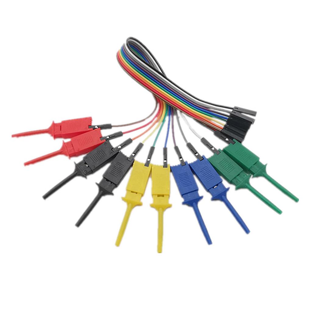 TVETE Tester Leads Mini Grabber Test IC Clips 10 Female Copper Wire Flat Convenient Electronic Test Test Leads with Wire Test Hooks Colorful for Logic