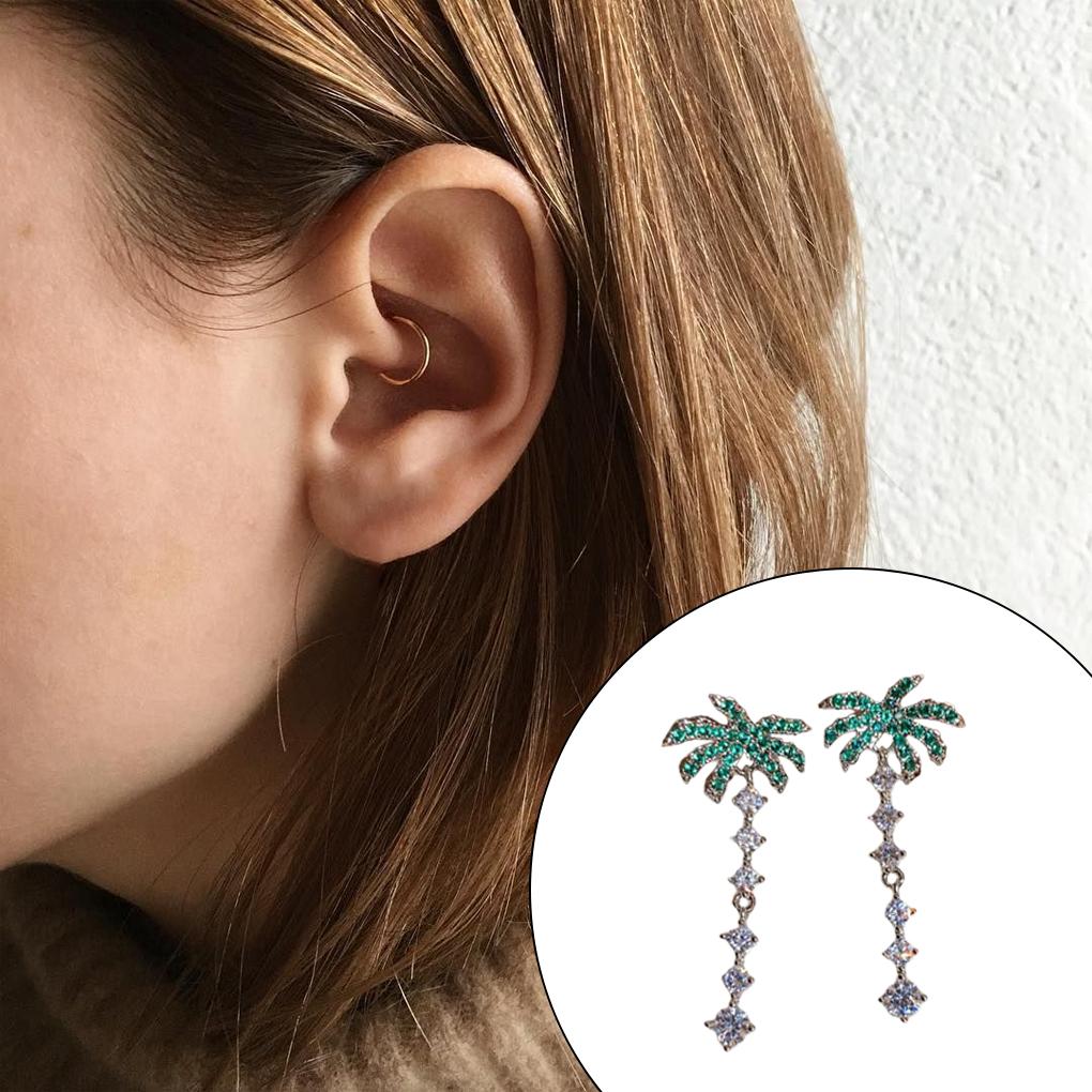 1 para stopowych kolczyków z drzewem kokosowym, urocze, eleganckie, galwanizowane, dekoracyjne, błyszczące, damskie kolczyki wiszące, biżuteria, ozdoba