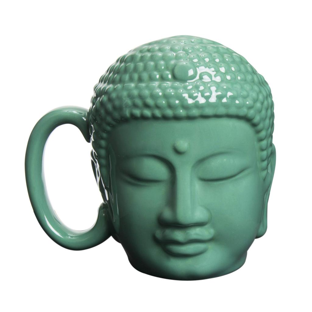 Sun Art Porcelain Funny Tableware Mug 300ml Green Funny Present Birthday Gift Funny Miscellaneous Goods Ranking Funny Goods SAN2665 "Great Buddha"