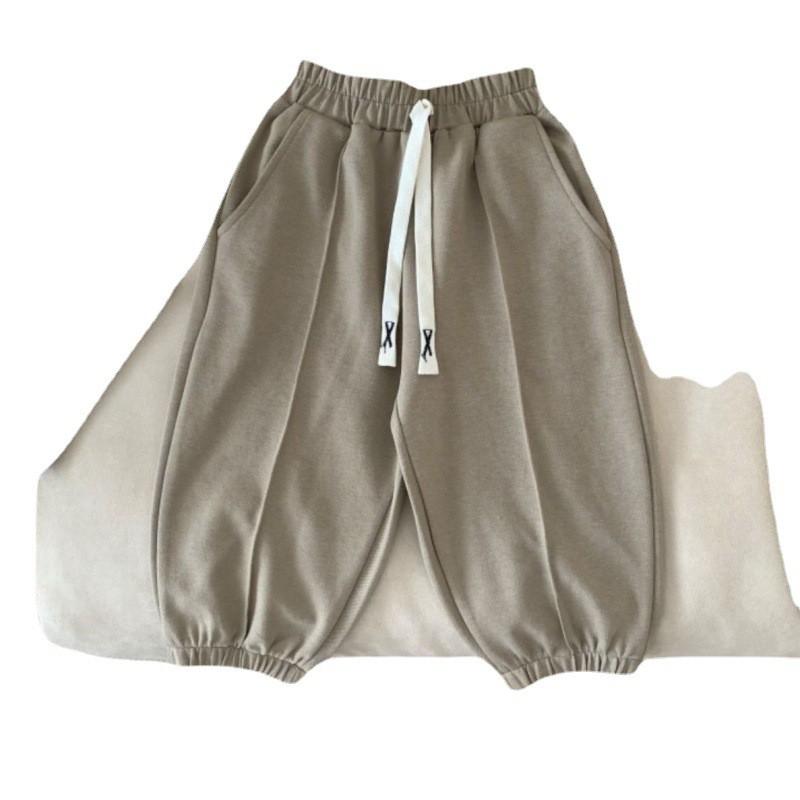 Kids Casual Pants Unisex Soft Cotton Blend Loose Fit Sporty Stitched Design