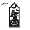Halloween Table Centerpiece Candle Holder, Gothic Hollow Silhouette Holder for Tea Lights, Dark Bat Shaped Light Style Pumpkin Ghost Cat Tabletop