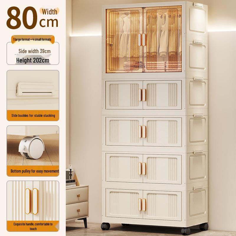 Children's Wardrobe & Storage Cabinet for Clothes, Snacks & Toys - No-Install Foldable Plastic Box