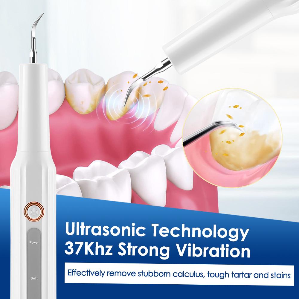 Ultrasonic Dental Calculus Remover Electric Dental Tooth Stone Remover USB Rechargeable Teeth Cleaner with LED Light
