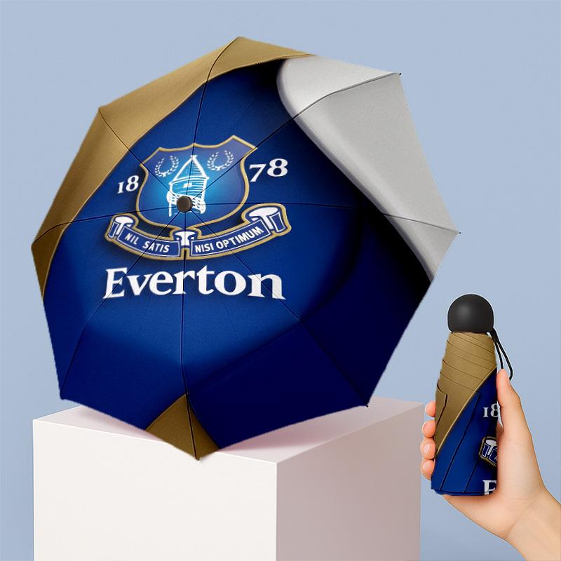 Everton Football Pattern Printed Mini 5 Folds 8 Ribs Compact Umbrella Windproof Waterproof Lightweight Portable Folding