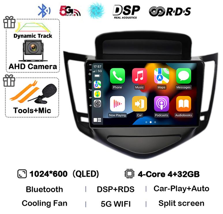 Android 14 Carplay Auto For Chevrolet Cruze 2008 2009 2010 2011 2012 4G+WIFI DSP Car Radio Multimedia Video Player GPS Head Unit