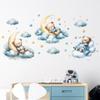 Watercolor Bear Sleep Moon Cloud Wall Stickes Fit For Baby Room Kids Bedroom Wall Decals Nursery Kindergarten Background Wall Decor