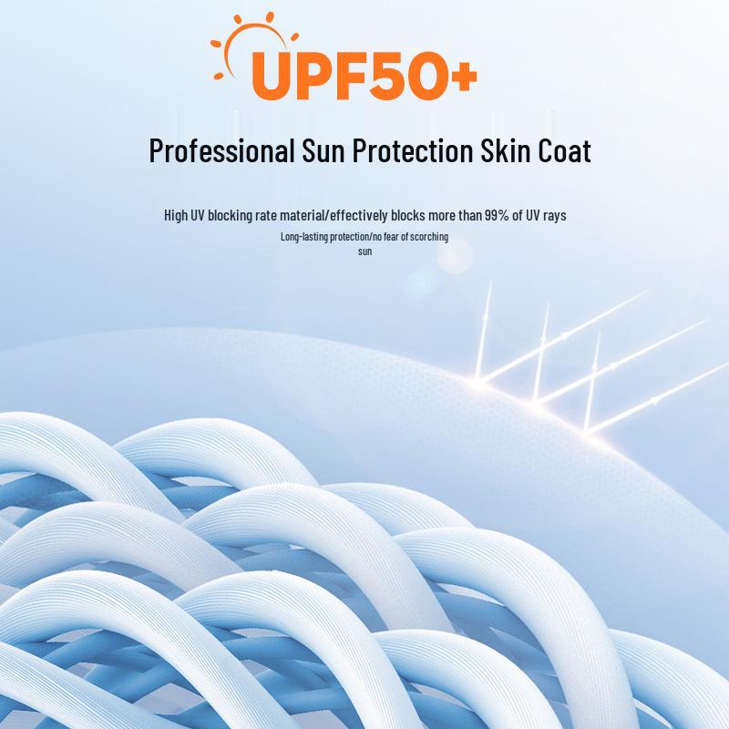 Unisex UPF50+ UV Protection Ice Silk Windbreaker with Large Brim
