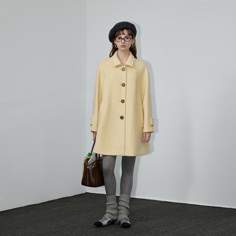 

GREEN BELT Women s Loose Fit Wool Blend Lapel Coat L