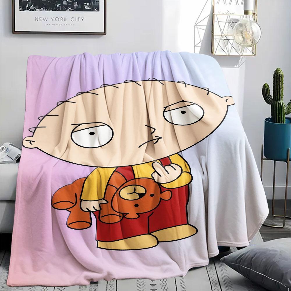 Stewie Griffin Printed Flannel Blanket, soft throw for bedroom sofa, washable, fan merchandise, great gift.