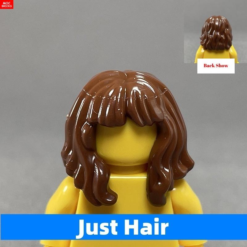 10pcs MOC Bricks Girl Women Lady Grandma Curly Wavy Short Hairs 4cm Figure Accessories DIY Building Blocks Toys Kids Gift