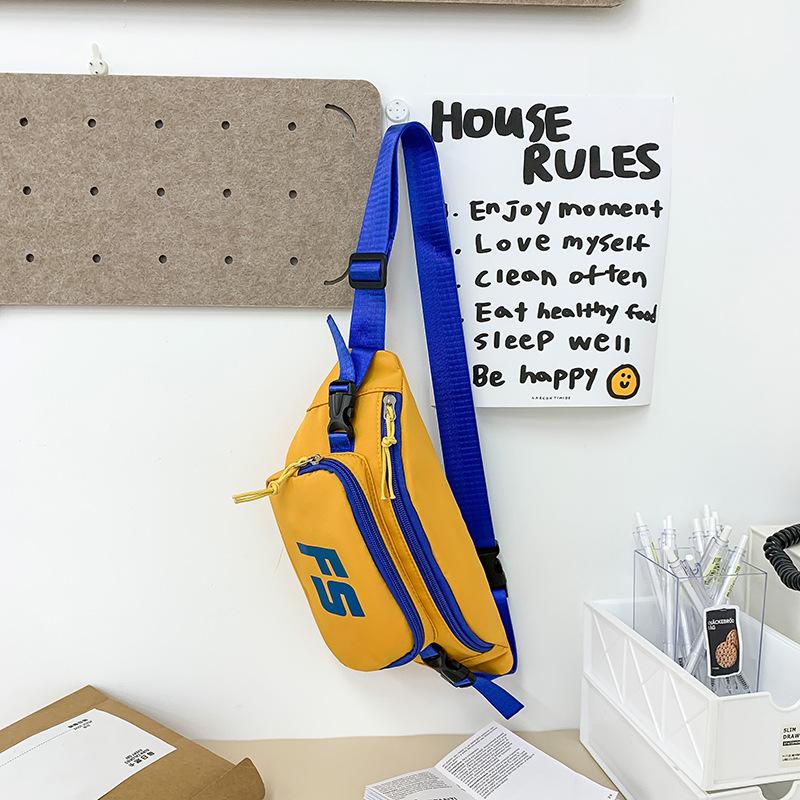 New fashion sports dumpling bag trendy letter versatile messenger bag solid color canvas casual shoulder bag trendy