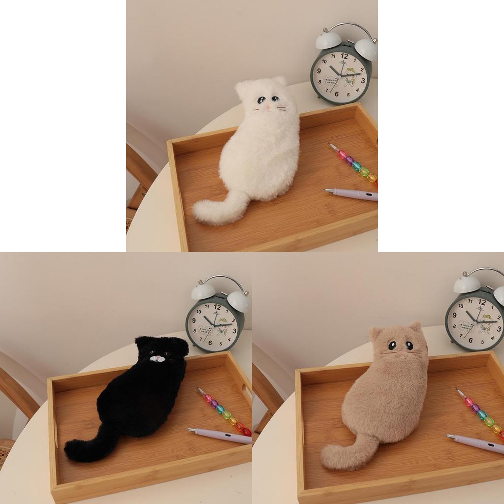Cute Cat Plush Pencil Case With Zipper Organizer For Students And Gift Use