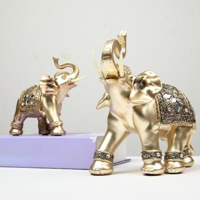 Elephant Sculpture Clear Printing Vividly Engraved Golden Color Wonderful Figurine with Trunk Facing Upwards Party Supplies