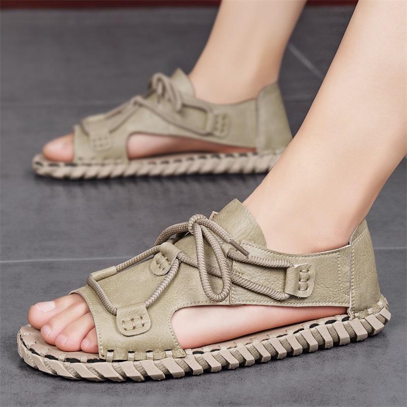 Fashion New handmade sandals Comfortable quality style Outdoor leisure streets and beaches Walking Classic black shoes Flat bottomed