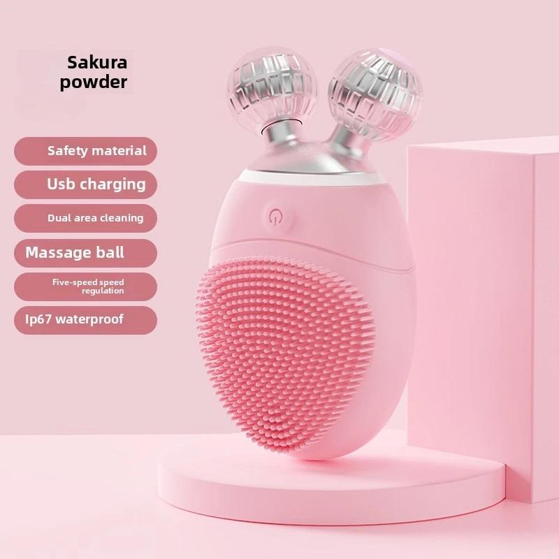 Roller electric silicone facial cleanser for cleaning pores, blackheads, oil lifting, firming, and vibrating facial cleanser