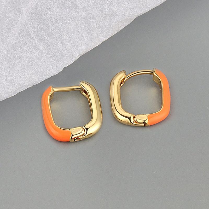 ANENJERY Geometric Square Colorful Oblong Hoop Earrings For Women Trendy Jewelry