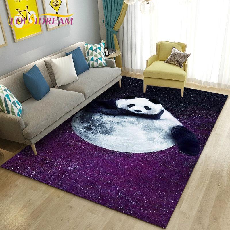 Alfombra de área 3D de dibujos animados de panda lindo, alfombra para sala de estar, dormitorio, sofá, felpudo, decoración de cocina, alfombra de suelo antideslizante para niños