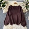 Autumn Casual Two Pieces Sets Women O-Neck Loose Knitting Top+Elastic Waist Large Swing Skirt Basic Korean Winter Sets