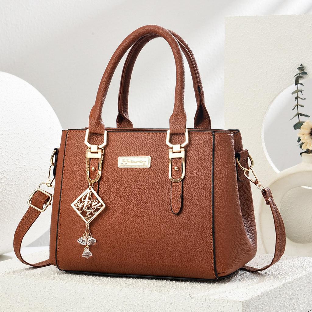Fashion versatile women's handbag simple large-capacity messenger bag double-layer hairball shoulder bag bags