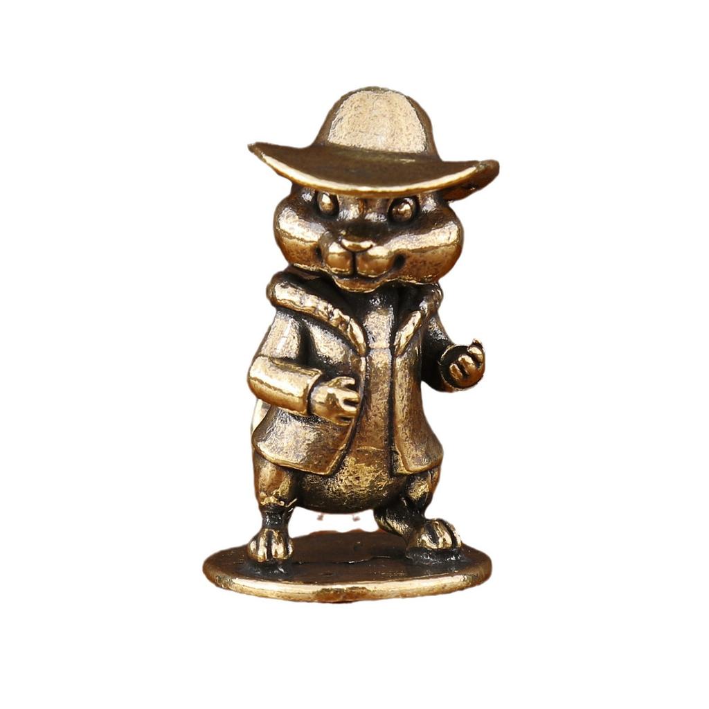 Miniatur-Tierfiguren aus Messing Niedliche Eichhörnchen-Statue Kleines Ornament Retro Heim Schreibtischdekoration DIY Schlüsselanhänger Hängezubehör