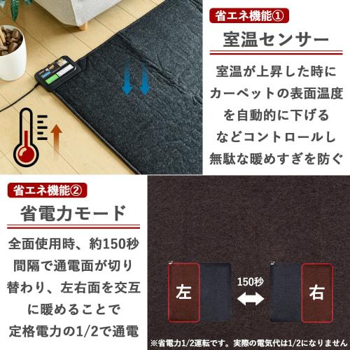 Yamazen Air Cleaning Hot Carpet, 2 Tatami Mats, Equipped with Room Temperature Sensor (176cm x 176cm) (6-hour auto-off timer) (Compact storage) (mite
