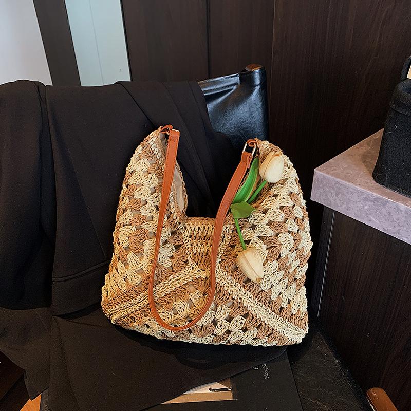 

Niche bag women s summer new woven hollow shoulder bag casual lazy wind casual tote bag