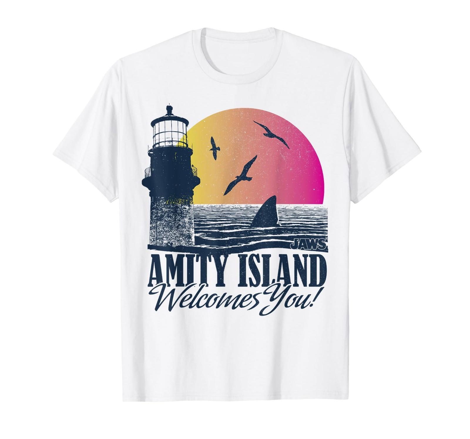 Jaws Amity Island Welcomes You Sunset T-Shirt Mens Womens Tees Top S