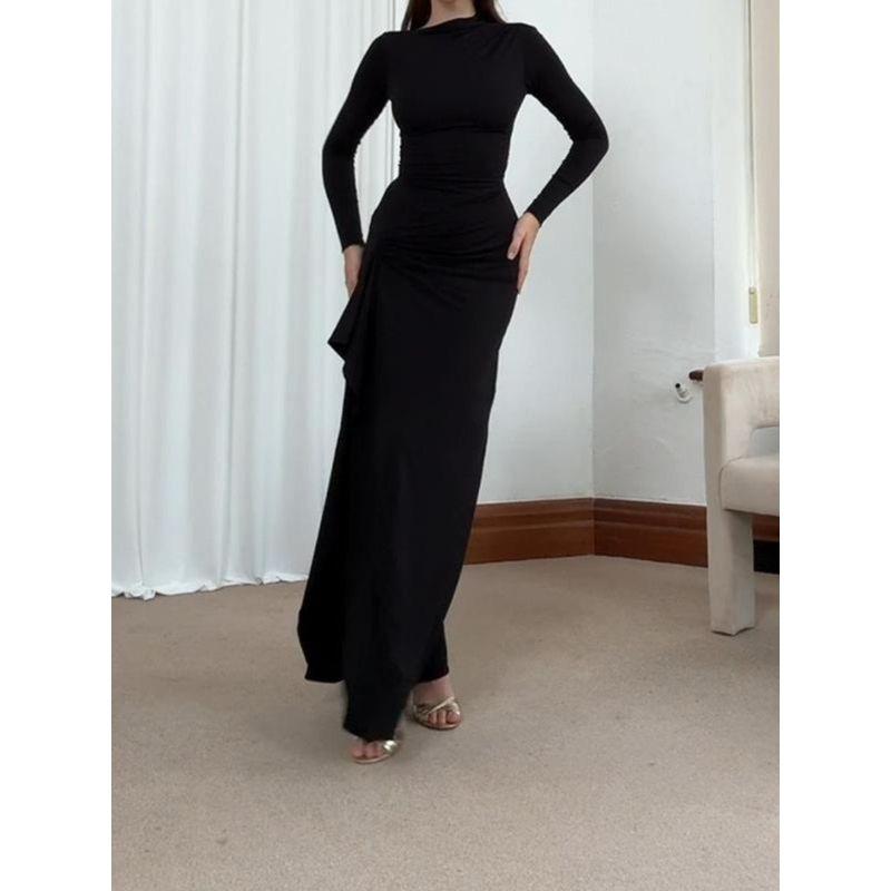 Cross-Border European and American Foreign Trade Women Clothes 2024 Autumn New Fashion Sexy Slim Fit Slimming Split Dress Hot Girl Skirt