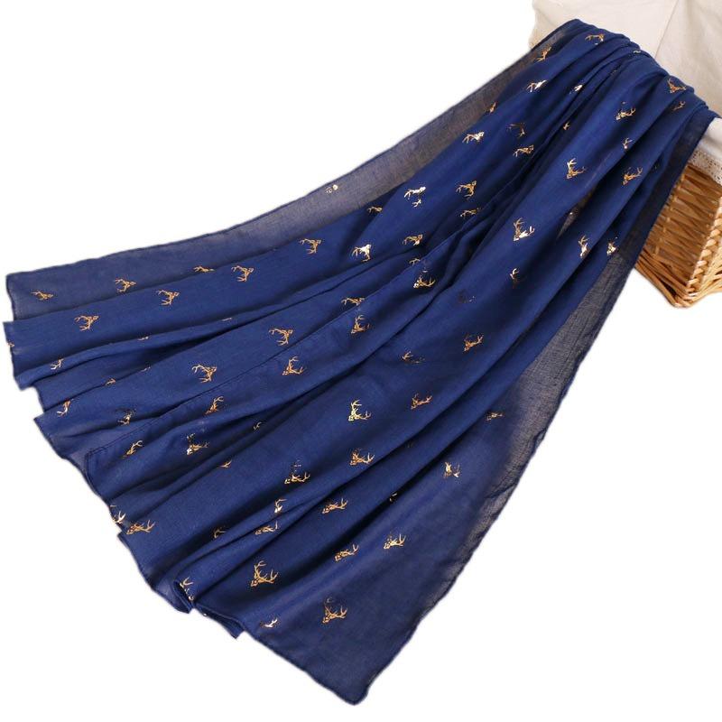 New Deer Autumn and Winter New Product Shawl Cotton Linen Linen Monochrome Bronzing Women's Scarf Long Scarf Versatile