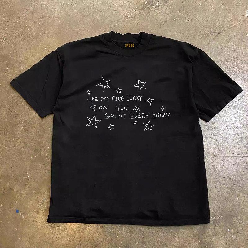 Minimalist and Fun Cartoon Printed Men's and Women's Fashion Trend Short Sleeved New Soft Skin Friendly Round Neck T-shirt