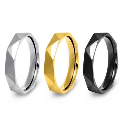 Unisex Matte Rhombus Partnerringe - 4MM Titanstahl Schmuck