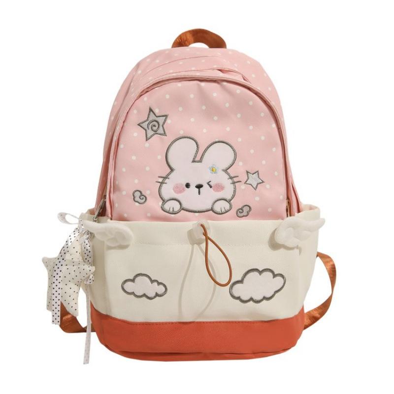 Schoolbag cute bunny contrasting color backpack primary school girl light large capacity school bag high value versatile backpack