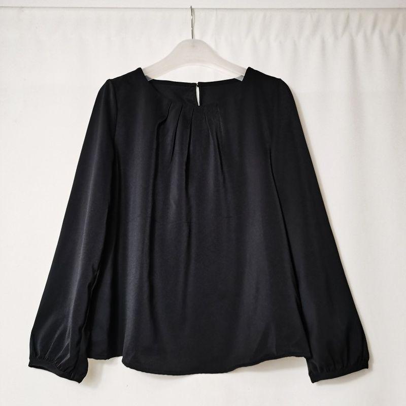 Export Japanese Single Tail Goods round Neck Pullover Long Sleeves Shirt Women's Stylish Business All-Matching Shirt Bottoming Shirt Small