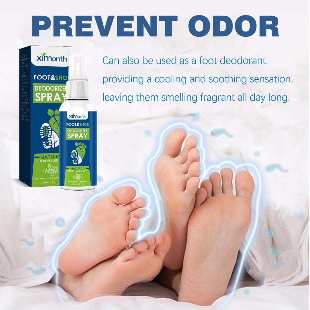 XIMONTH Foot Deodorizer Relieves Sweaty Feet and Stinky Feet Removes Odor, Stops Itching and Dries Feet Deodorizing Treatment Spray