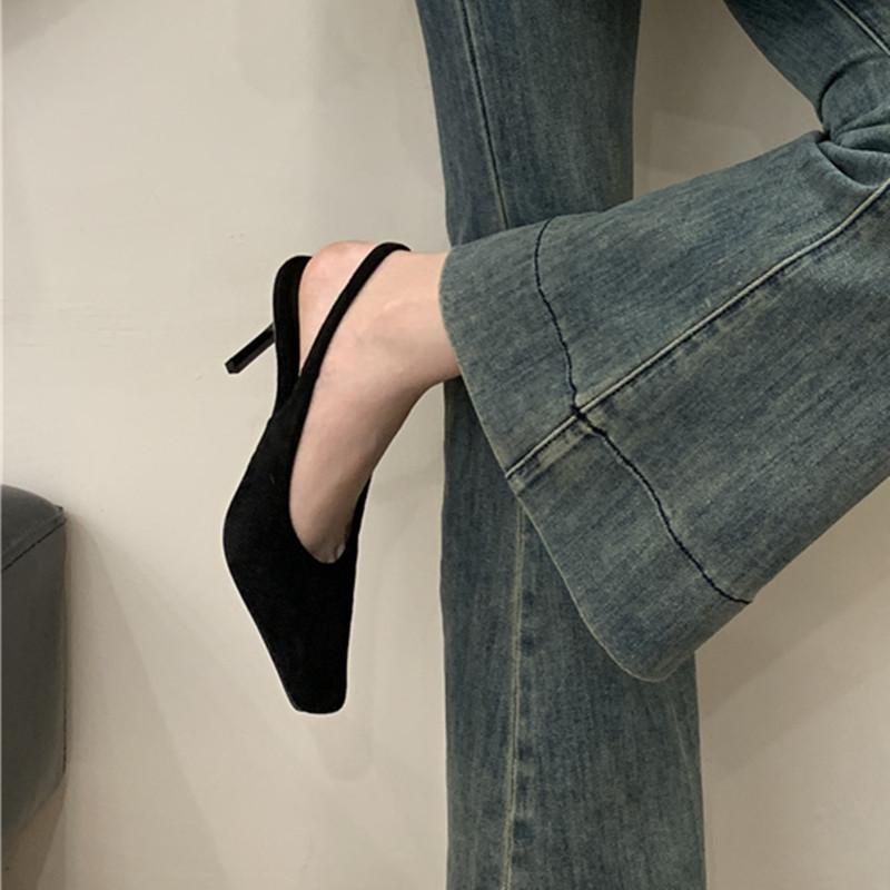 Fashion Bailamos 2025 Autumn Women Sandal Fashion Round Toe Shallow Slip On Ladies Elegant Pumps Shoes Thin High Heel Slingback Shoes