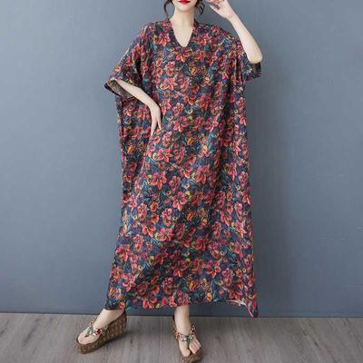 Women's Retro Long Skirt with Meat Covering Cotton and Linen Dress