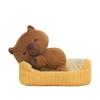 High Quality Lying Capybara Black Cat Fox In Nest Super Cute Cartoon Stuffed Animals Cuddly Plushie for Kids Birthday Gift