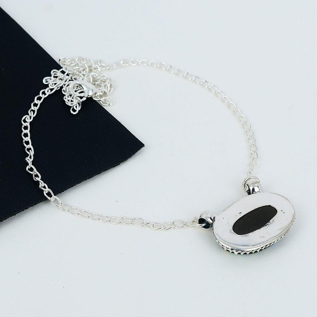 Abalone Shell Gemstone Handmade 925 Sterling Silver Necklace Natural Abalone Shell Handmade Jewelry Necklace For Women Necklace For Her