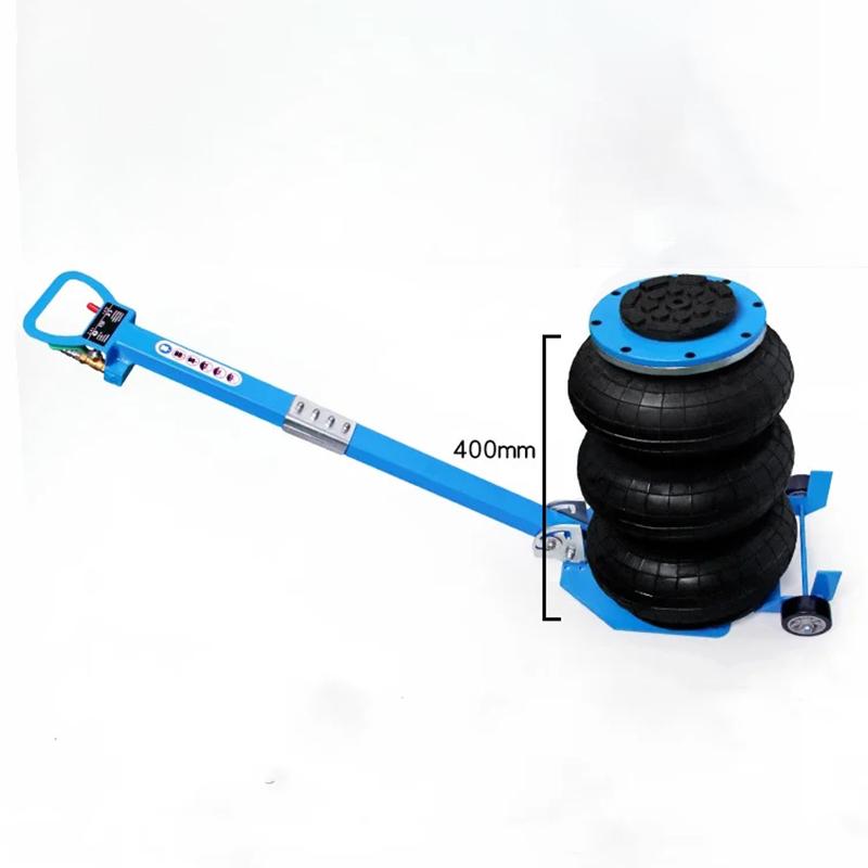 Pneumatic Jack 3T 6600lbs Capacity Triple Bag Air Jack Quick Lift Heavy Duty Car Repair Jacks Folding Rod Jacks with Two Wheels синий