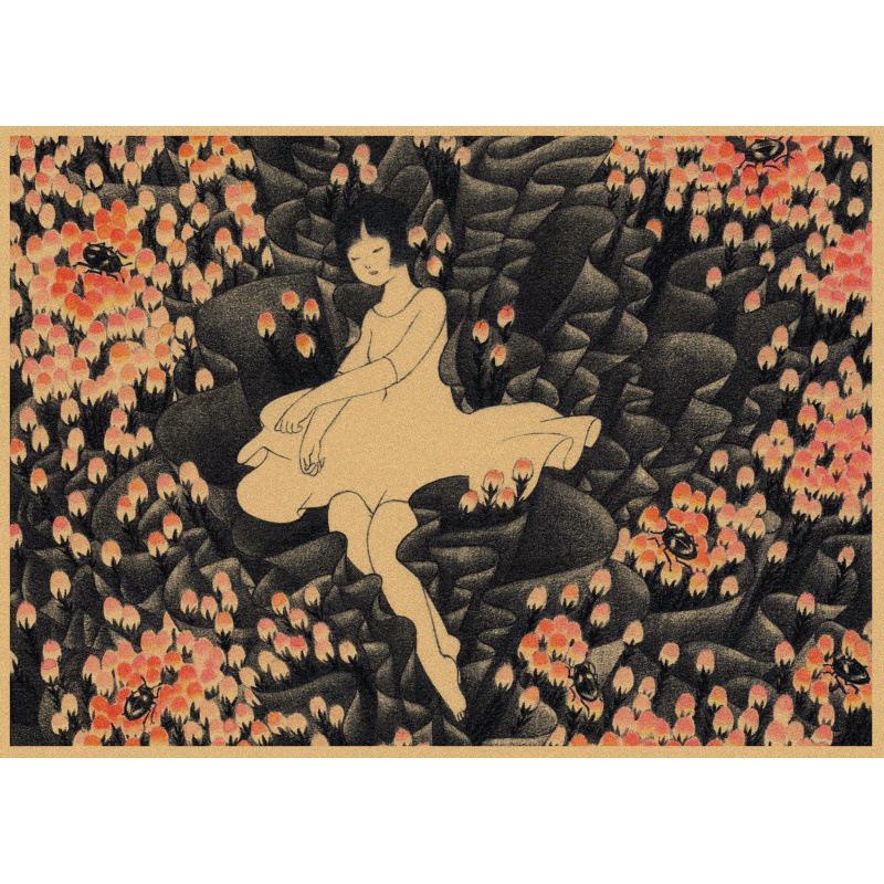 Retro Japanese Girl Poster by Akino Kondo - Free Shipping