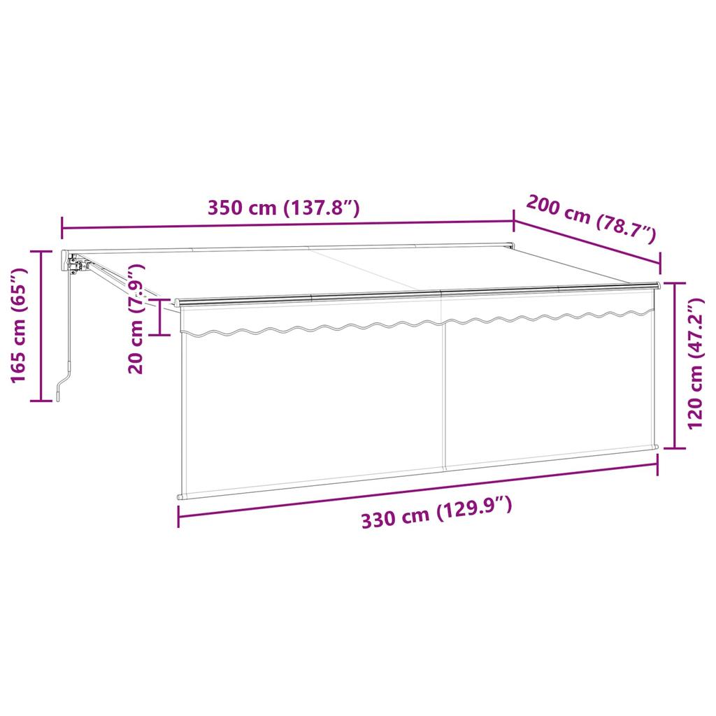 Retractable Awning Blue and White 350 X 200 Cm