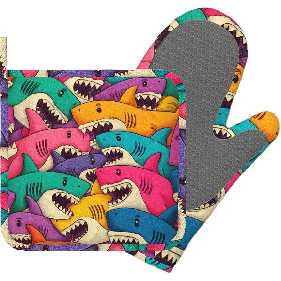 Day of The Dead Oven Mitt and Pot Holder with Silicone Heat Resistant Kitchen for Cooking BBQ Baking Grilling Cooking Protection