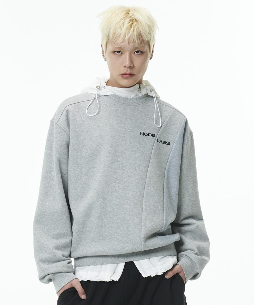 NODE LABS Dev:10 Texture Block Sweatshirt_Melange Gray