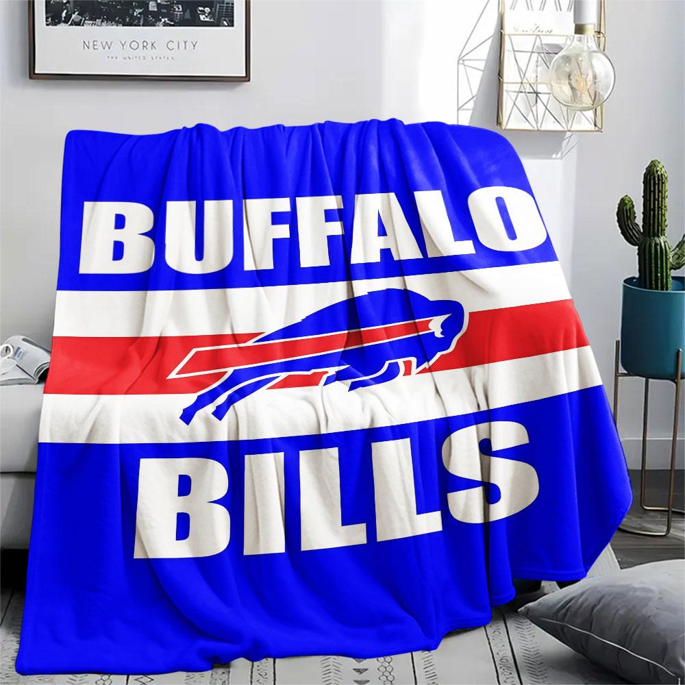 BUF Bills Printed Flannel Blanket, soft throw for bedroom sofa, washable, fan merchandise, great gift.