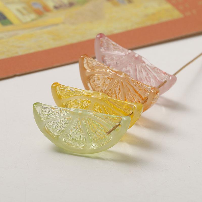 2Pcs Summer Fresh Ice Orange Slice Resin Accessories Without Hole Personalized Women Earrings Keychain Bead Pendant DIY Material