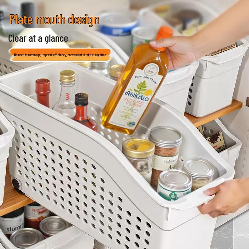 Jiabangshou Küchenschrank Ausziehbarer Aufbewahrungsorganizer mit Rädern