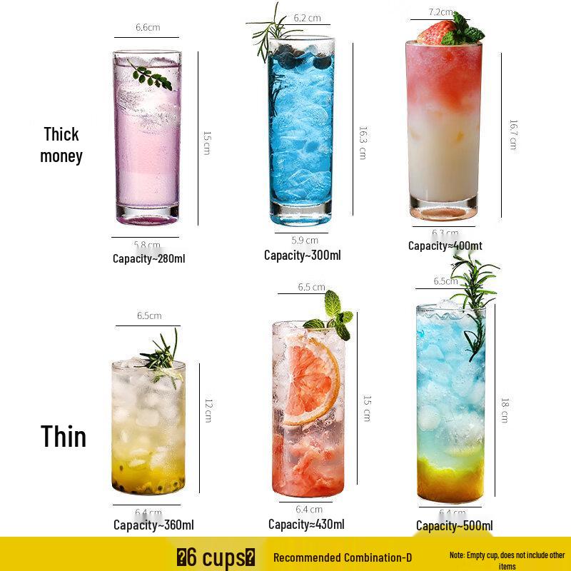 Bo Yiduo Glass Cocktail & Mojito Cups (Set of 6)