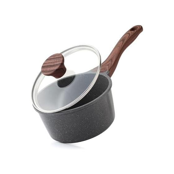 SENSARTE One-handed pot 16cm IH/Gas compatible Single pot Sauce pan Milk pan Non-stick Small pot Marble coat Free of harmful substances Easy to wash